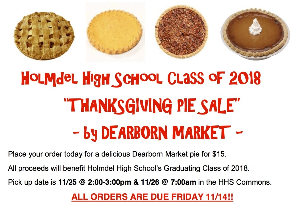 Thanksgiving Pie Sale Class of 2018 graphics